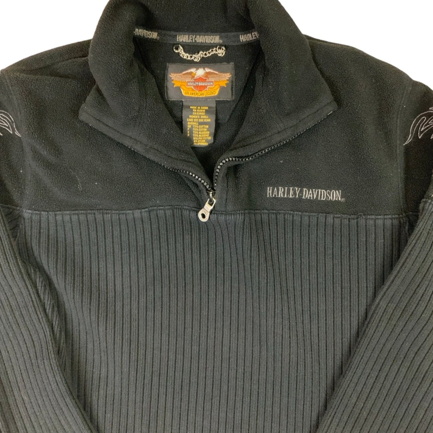 Vintage 90s Harley Davidson Black Fleece Jumper Sweatshirt S 12 14