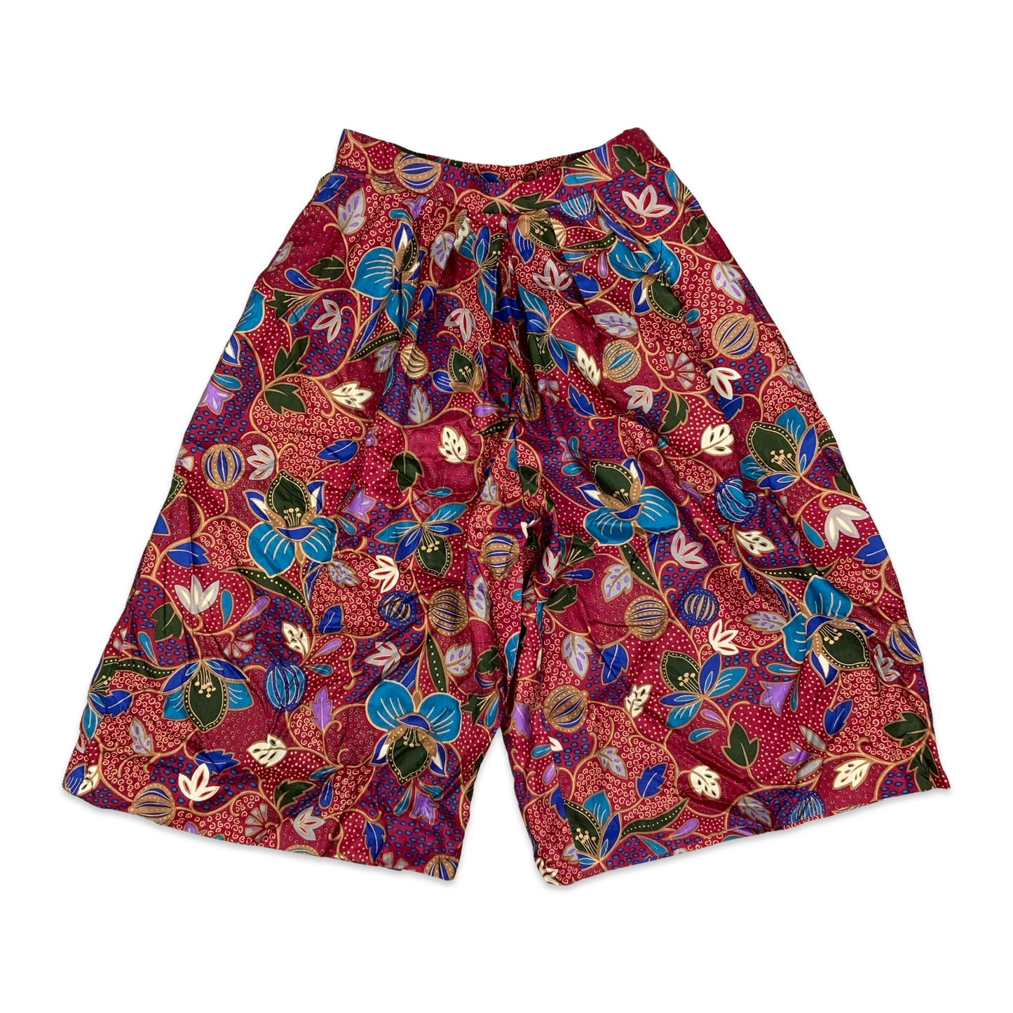 Vintage Pleated Abstract Print Shorts 4