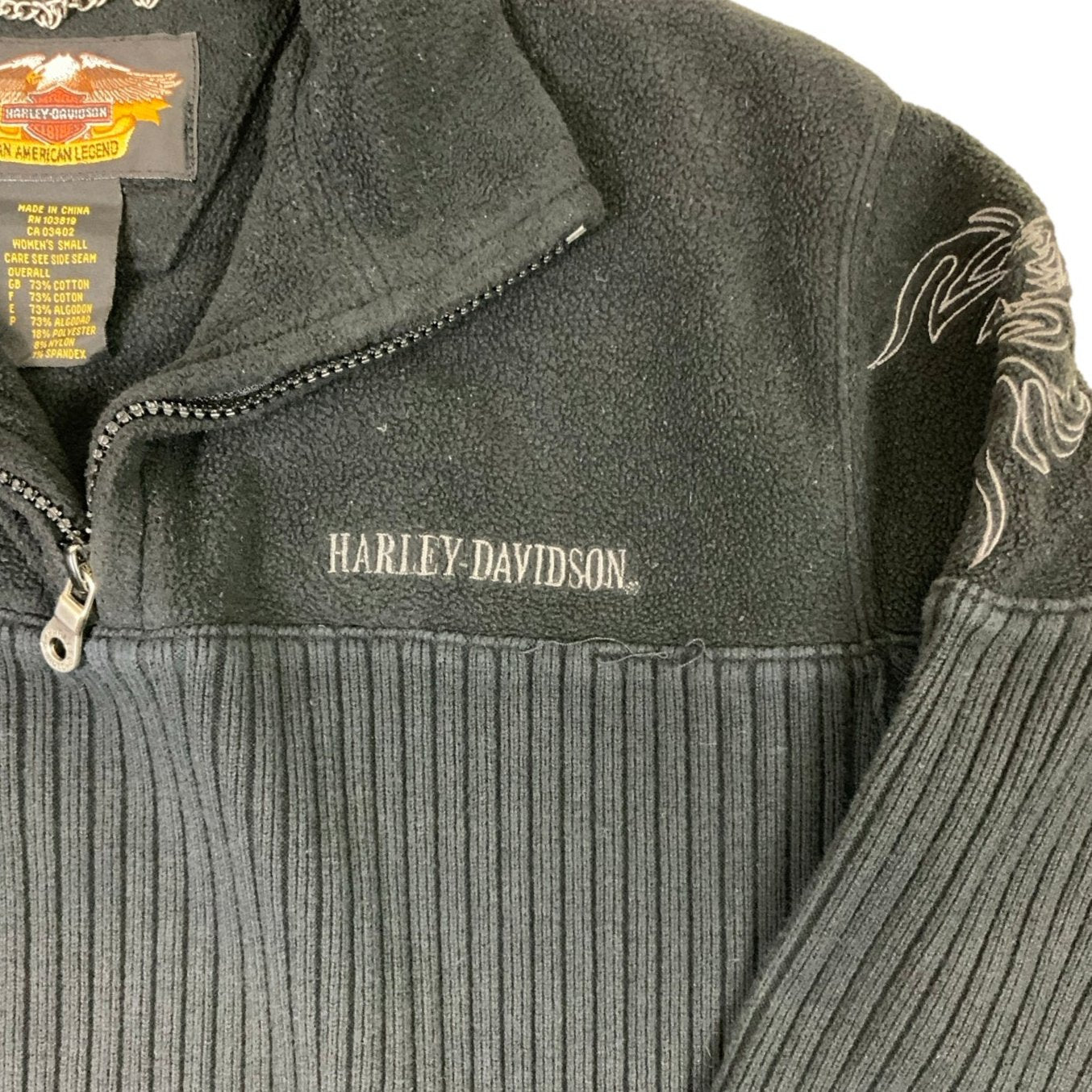 Vintage 90s Harley Davidson Black Fleece Jumper Sweatshirt S 12 14