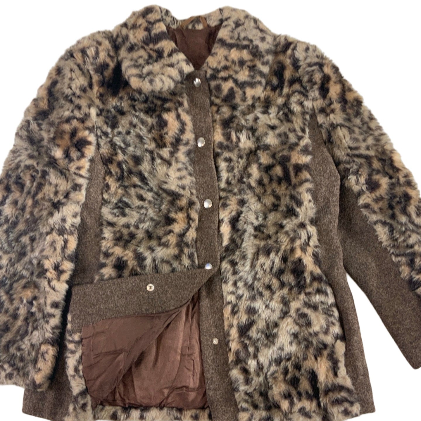 Vintage Faux Fur Animal Print Coat 16 18