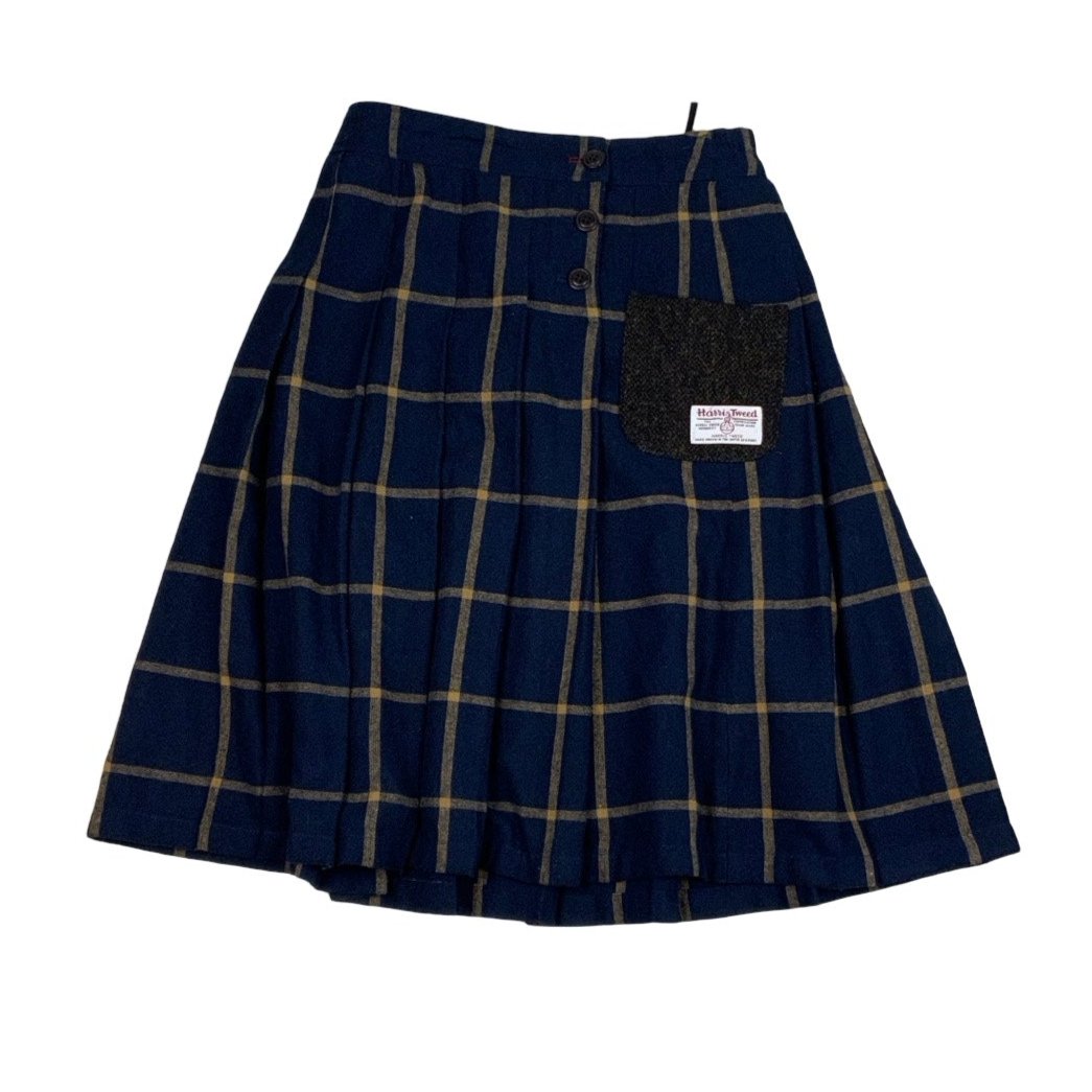 Vintage 'Natural Palette' Blue Yellow Scottish Tartan Kilt XS 10 12