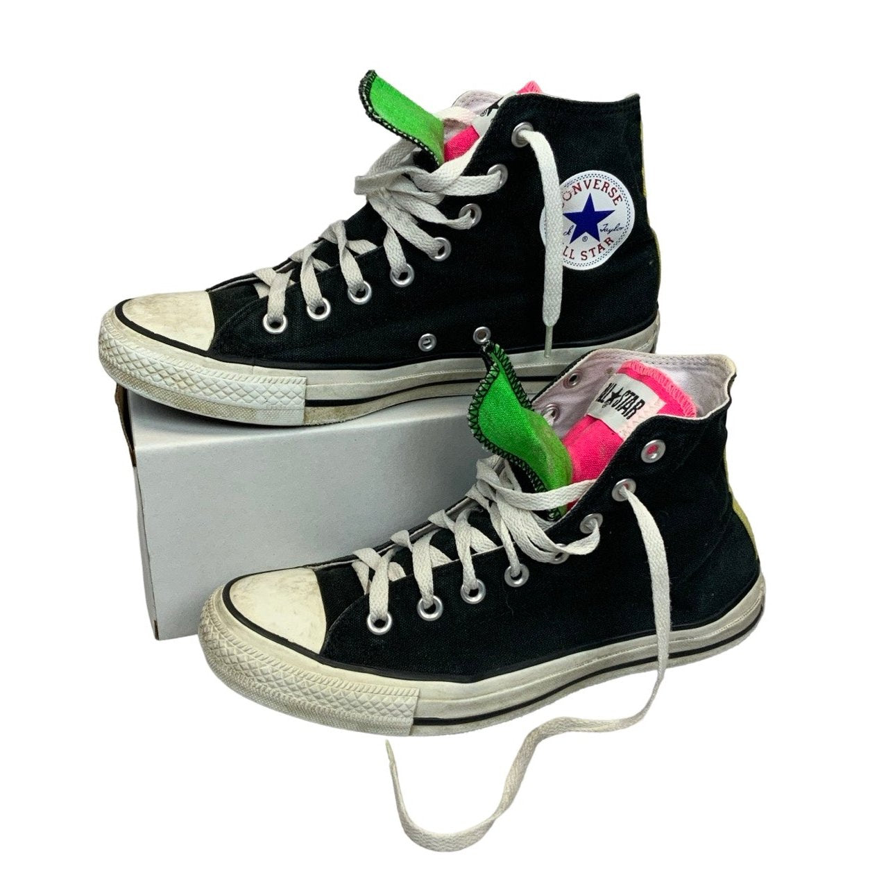 Black Pink Green Converse Trainers UK7