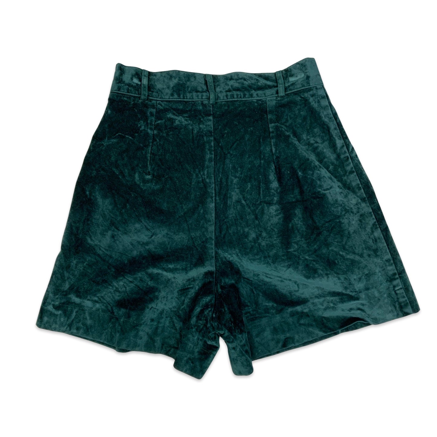 Vintage Green Velvet Pleated Shorts 6