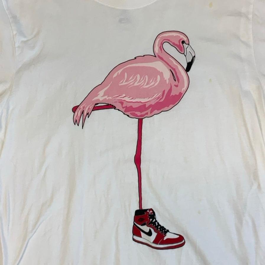 Vintage 90s Pink Flamingo Nike Air Jordan Graphic Tee L 20