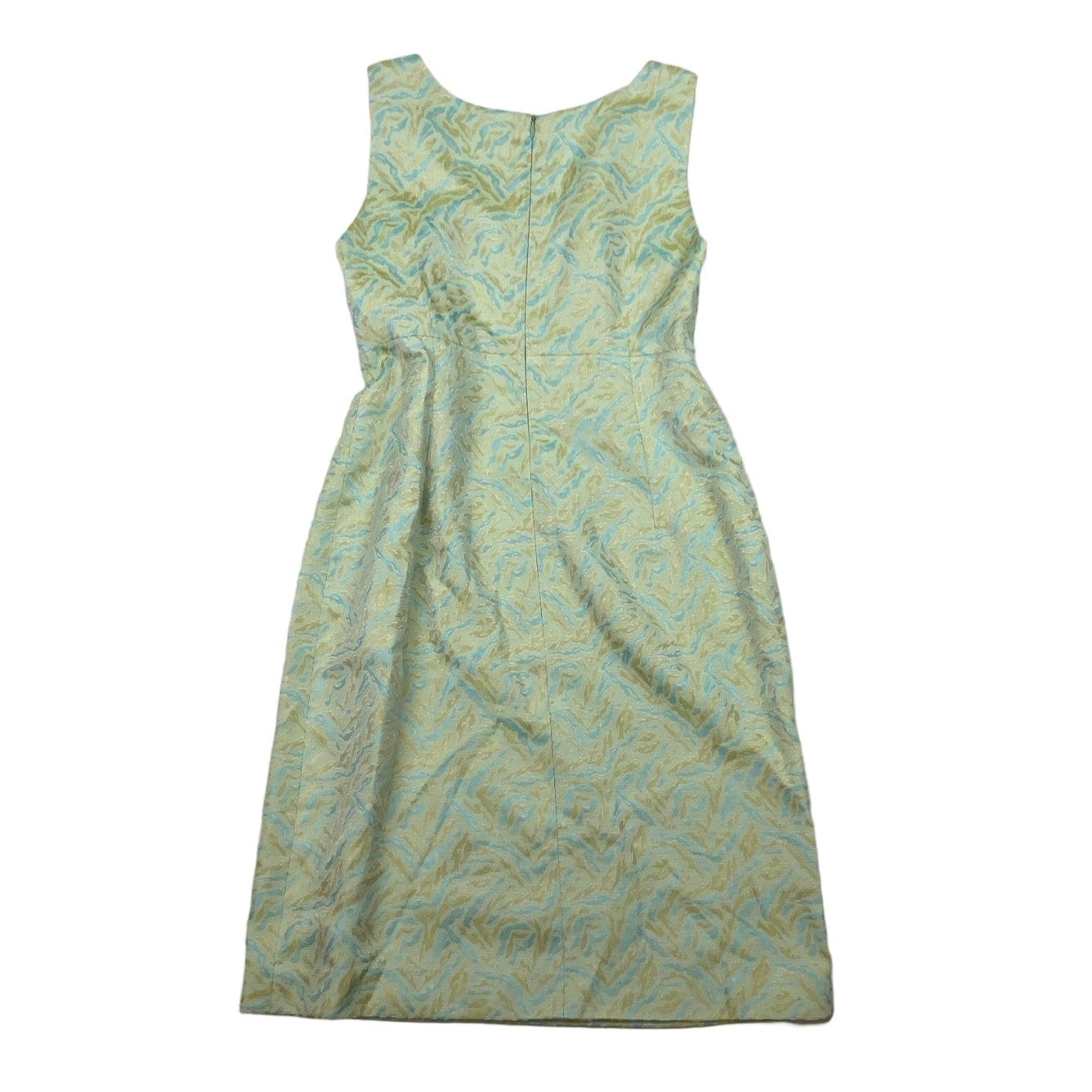 Vintage 60s 70s Green 'Électre Paris' Sleeveless Scoop Neck Shift Dress 8 10 12