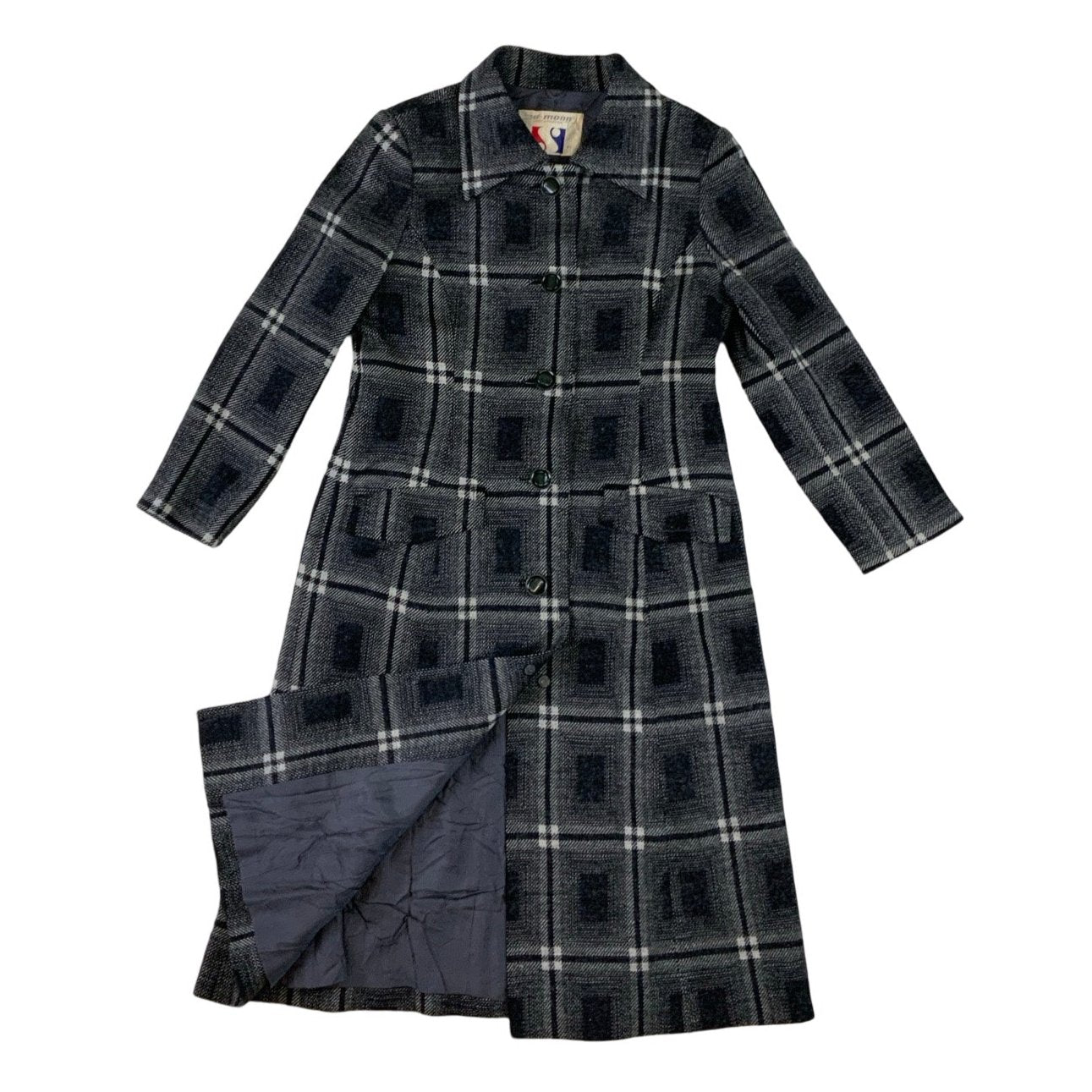 Vintage Checkered Long Coat 10 12