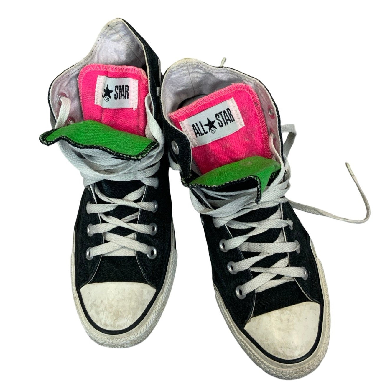 Black Pink Green Converse Trainers UK7