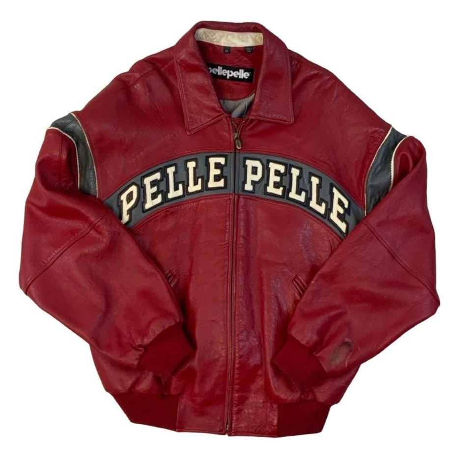 Vintage Pelle Pelle Red Leather Bomber Jacket 2XL 18