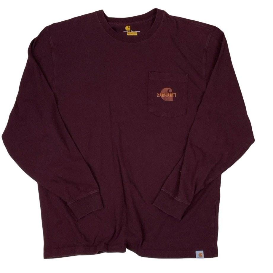 Burgundy Carhartt Workwear Long Sleeve Tee L XL