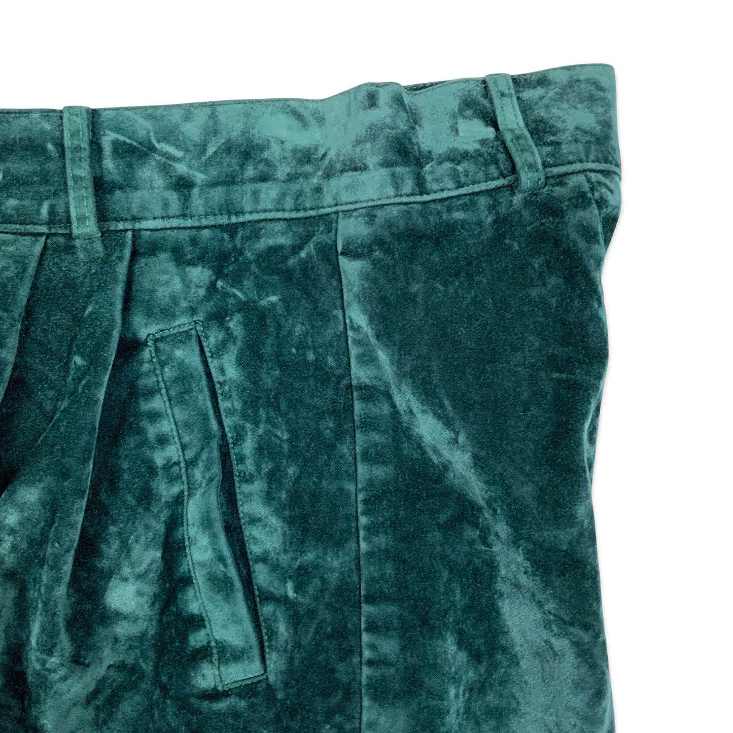 Vintage Green Velvet Pleated Shorts 6