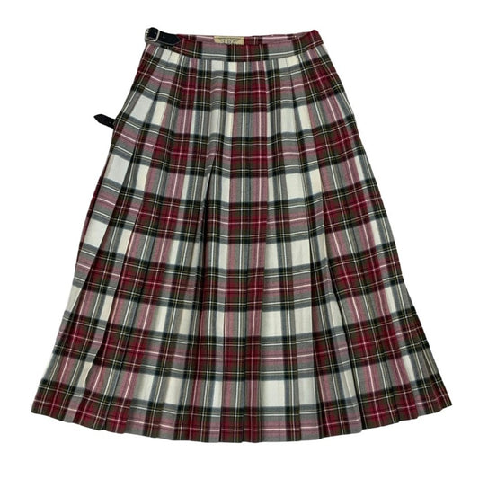 Vintage 'Lochcarron' Red Green Beige White Scottish Tartan Kilt XS 6