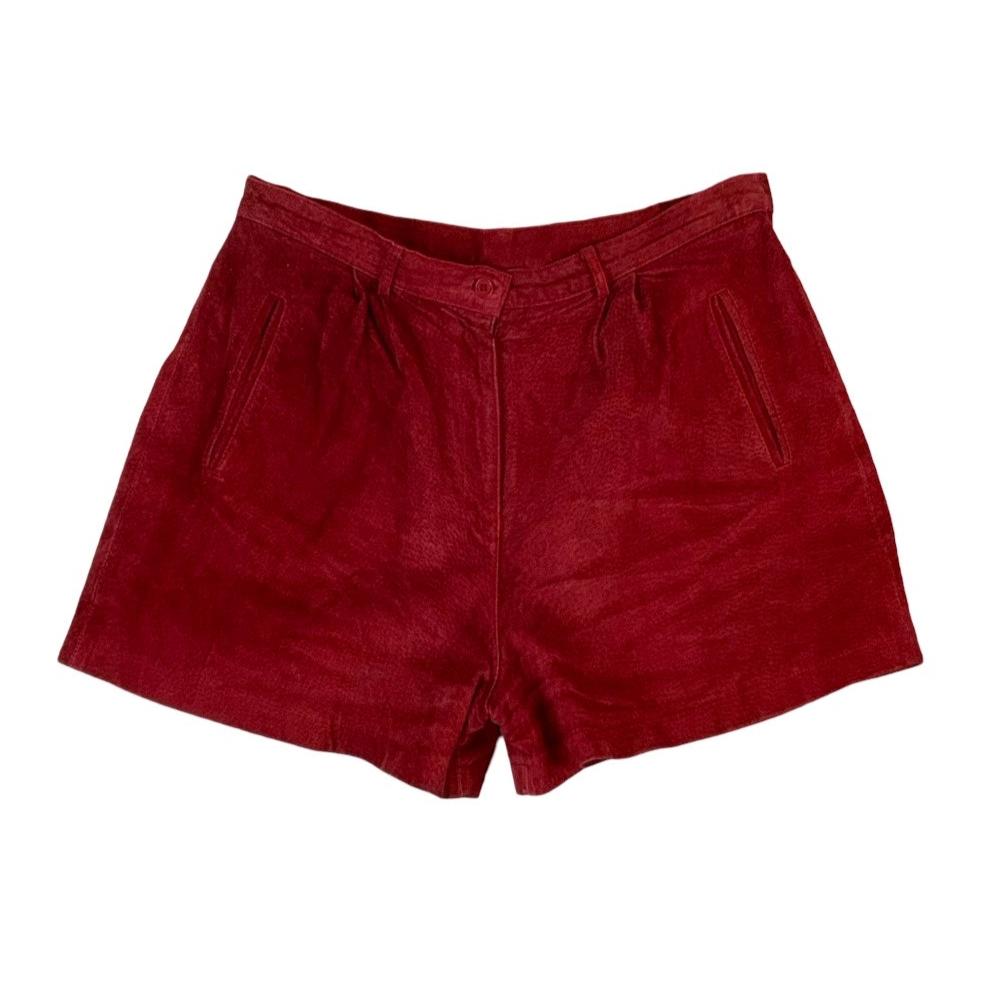 Genuine Leather High Waist Red Shorts M 14 16