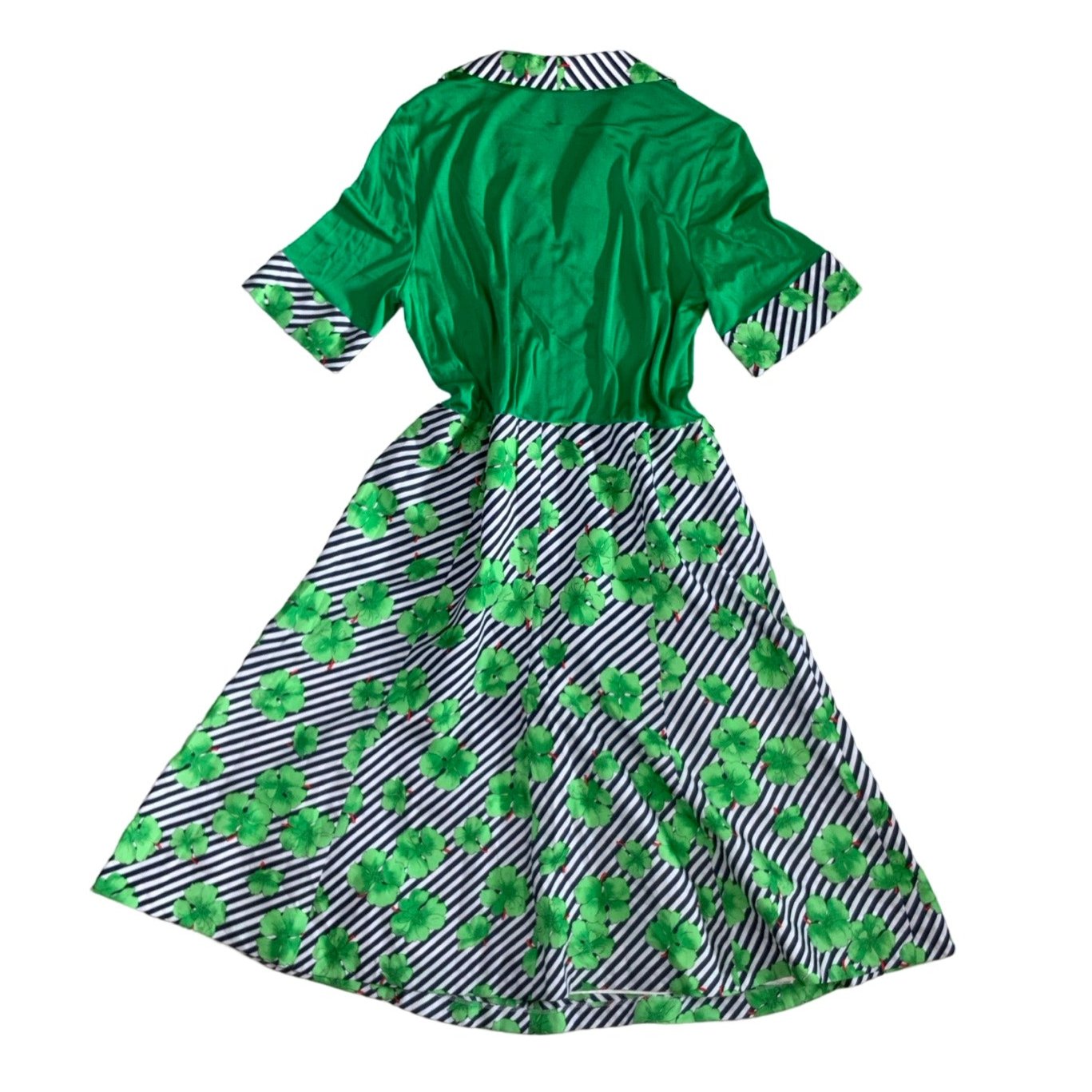 Vintage 70s 'Ein Fink Modell' Green Floral Aline Dress 12 14 16