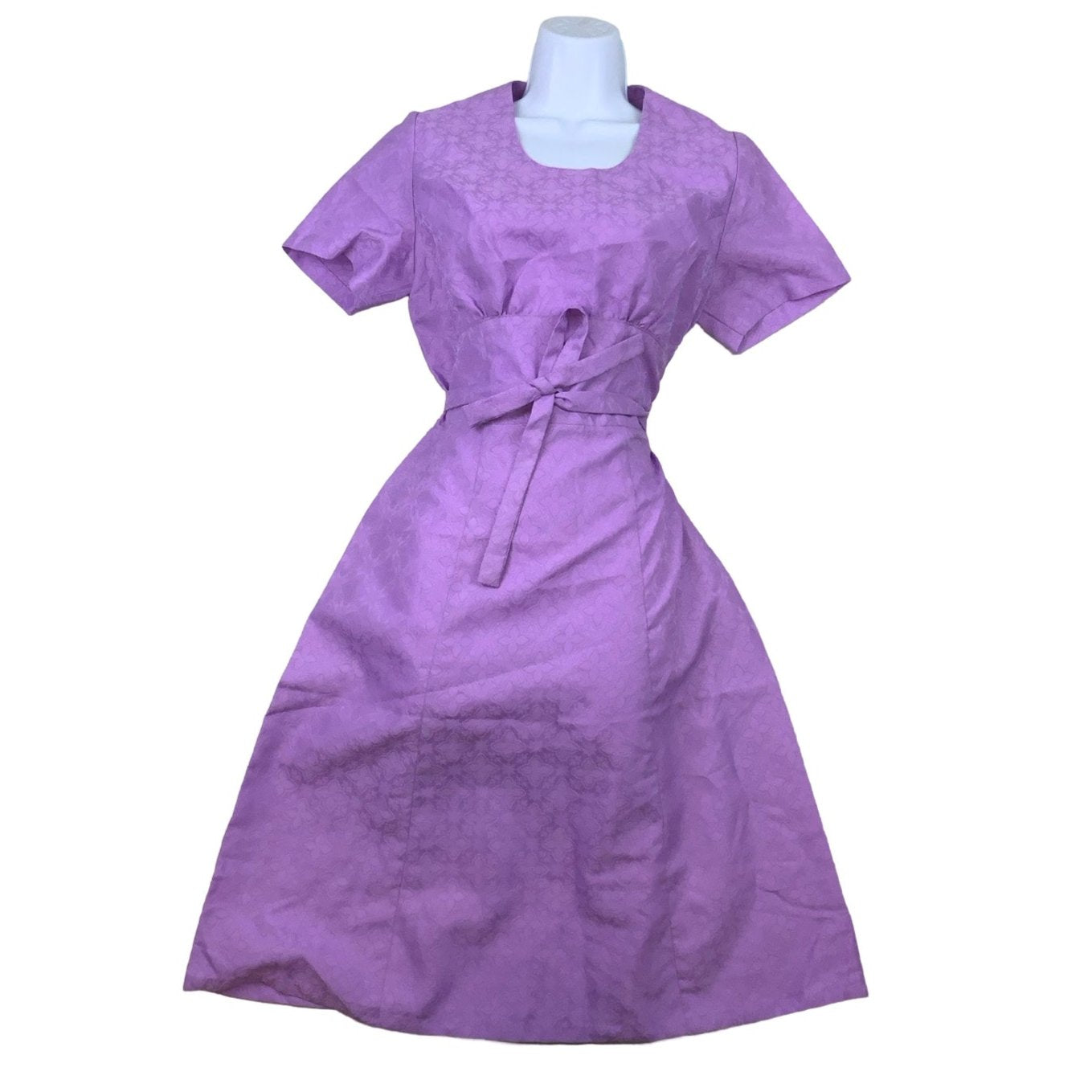 Vintage 60s 70s Purple Scoop Neck Aline Midi Dress 6 8 10