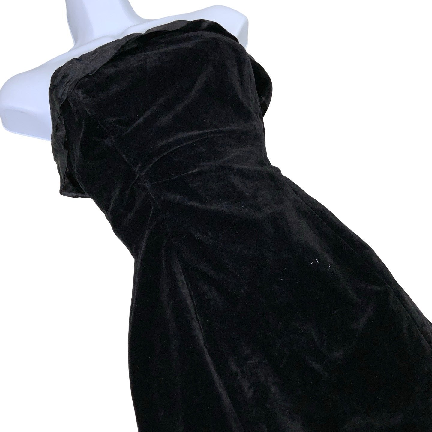 Vintage 'Fiorucci' Strapless Black Velvet Mini Bodycon Dress XXS 4 6