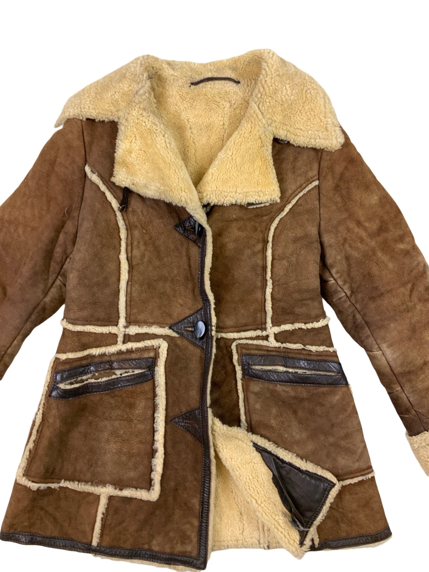 Vintage Women’s Reverse Seam Shearling Coat 6 8