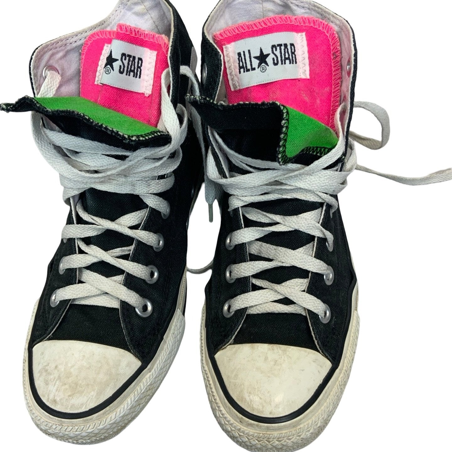 Black Pink Green Converse Trainers UK7