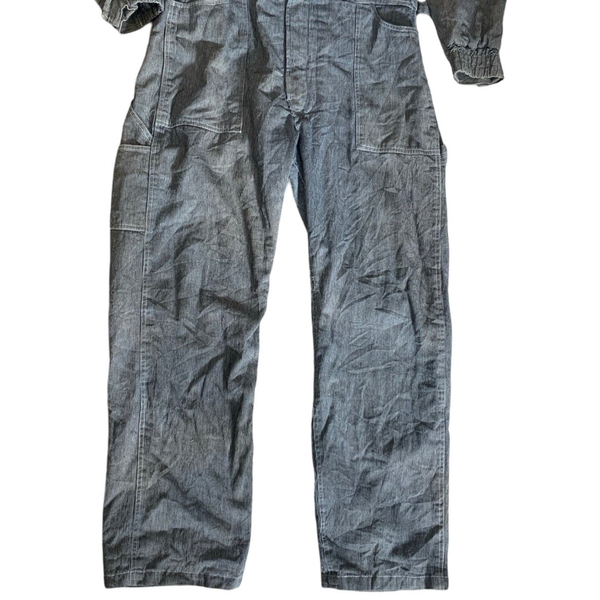 Vintage 00s 'Grace Engineers' Fur Denim Stripe Boiler Suit Overalls XL 18 20