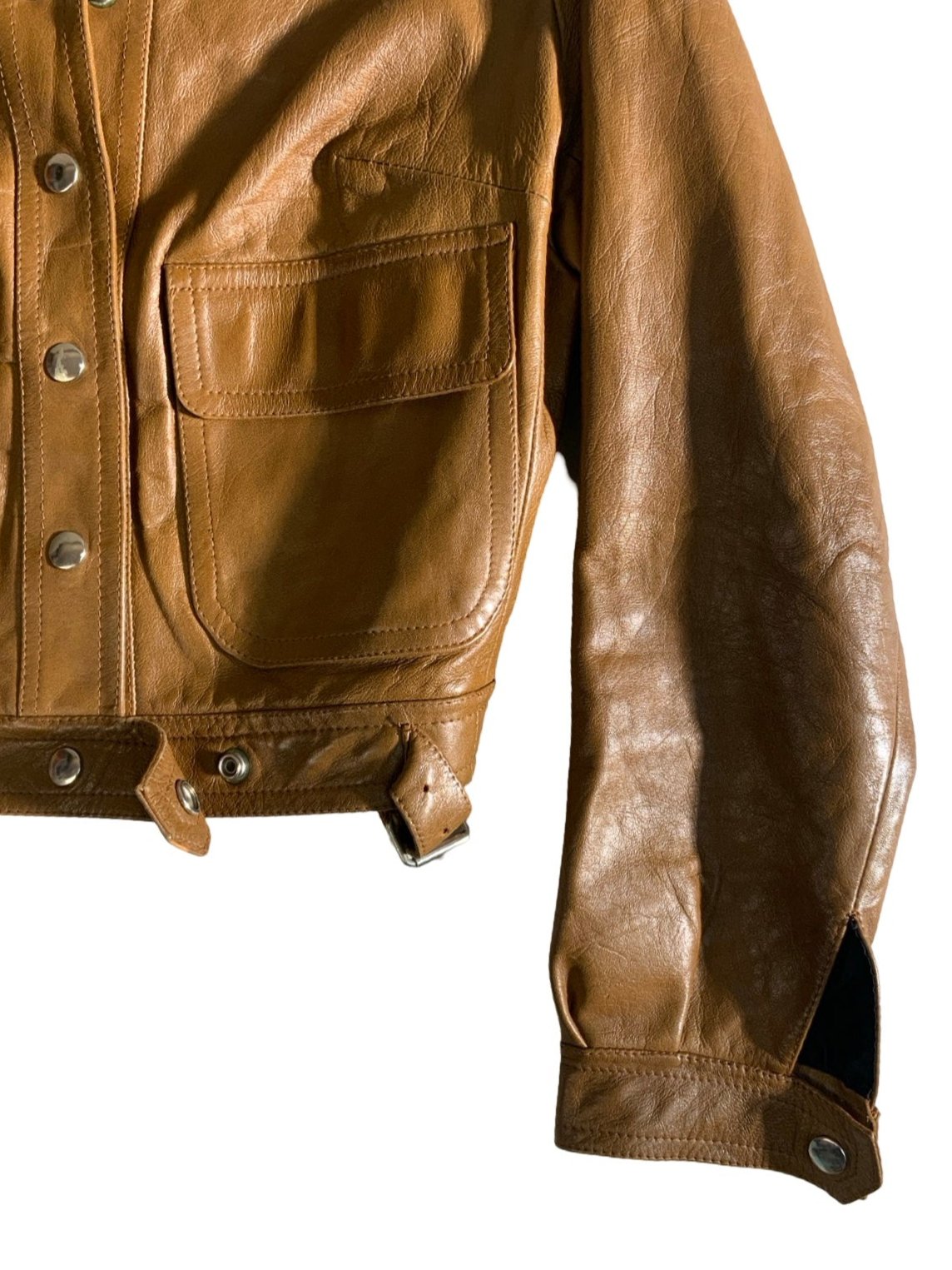 Vintage 'Jofama' Crop Brown Leather Jacket S