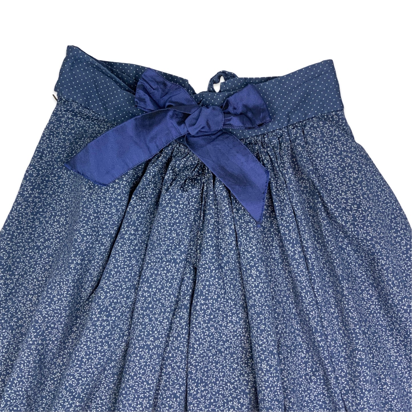 Vintage Blue Ditsy Floral Pleated Midi Skirt 14 16
