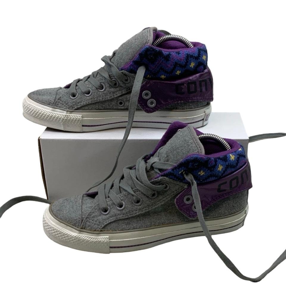 Vintage 90s Chuck Taylor Converse Grey Purple  High-Top Trainers UK4