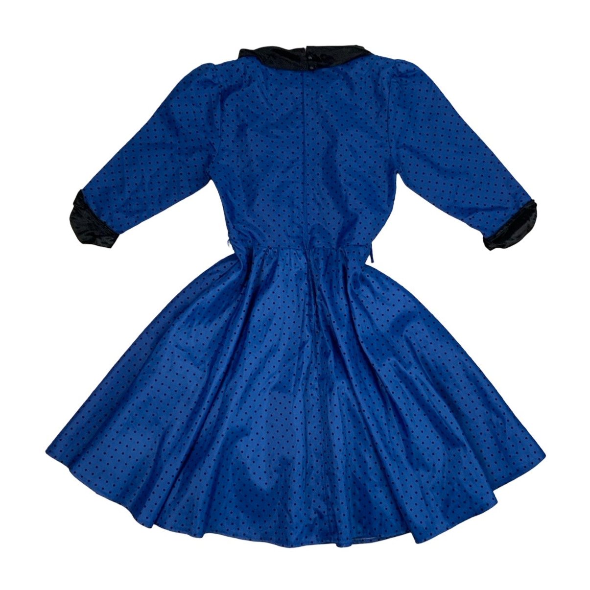 Vintage 'Yessica' Blue Black Polkadot Party Dress XS 8