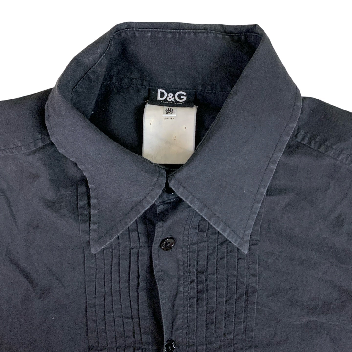 D&G Black Vintage Pleated Formal Occasion Shirt S M