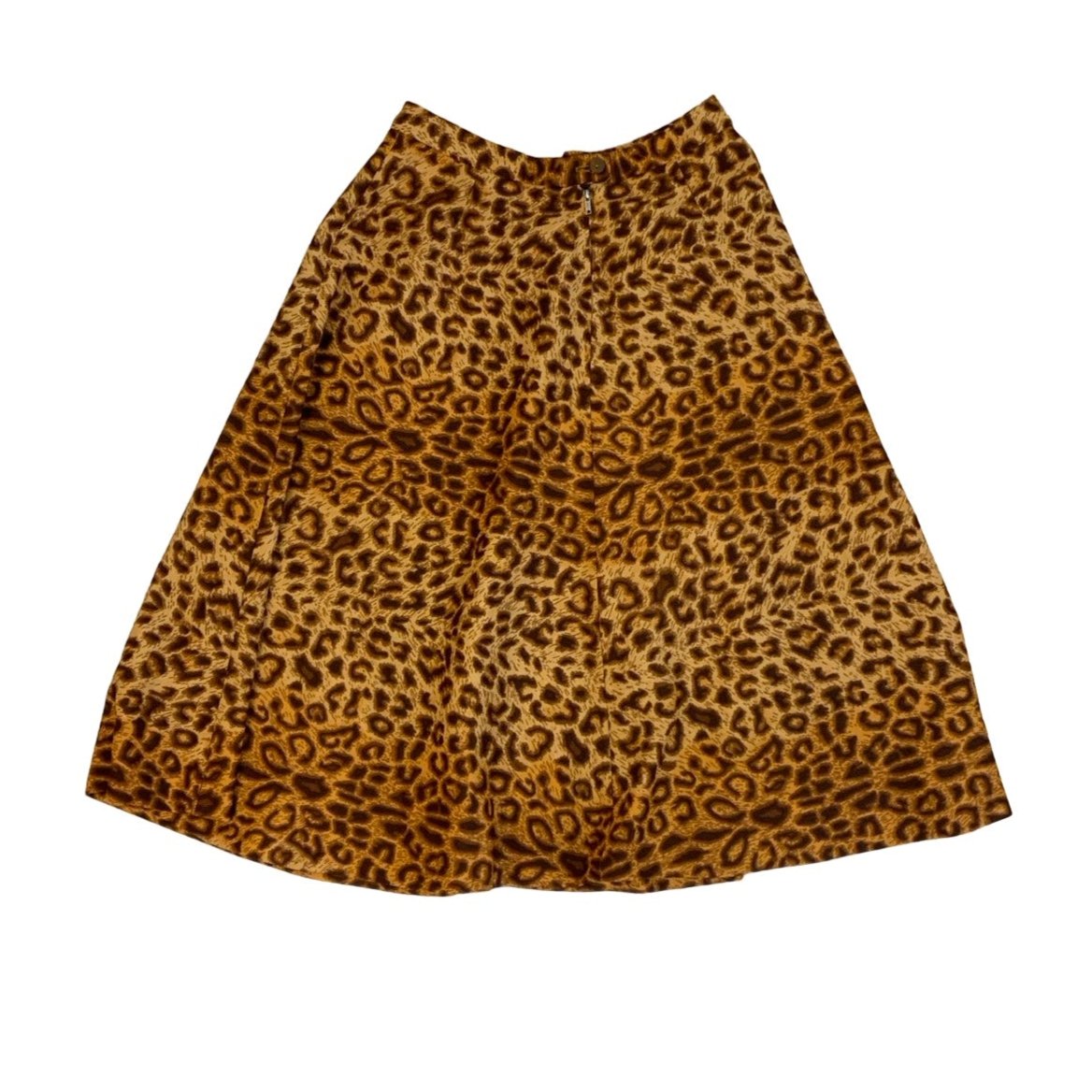 Vintage 90s Leopard Print Round Swing Midi Skirt XS 8