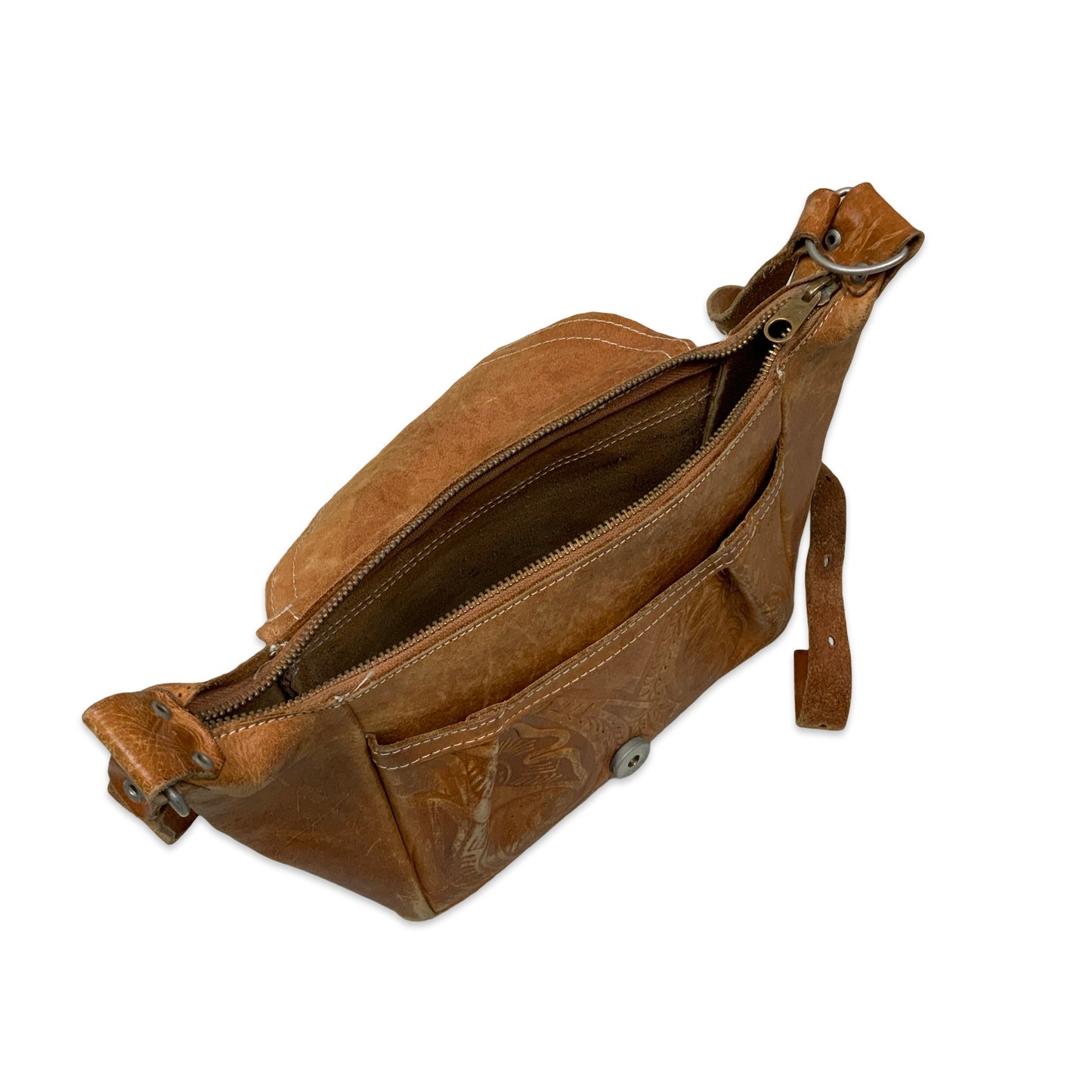 Vintage Brown Embossed Small Cross Body Bag