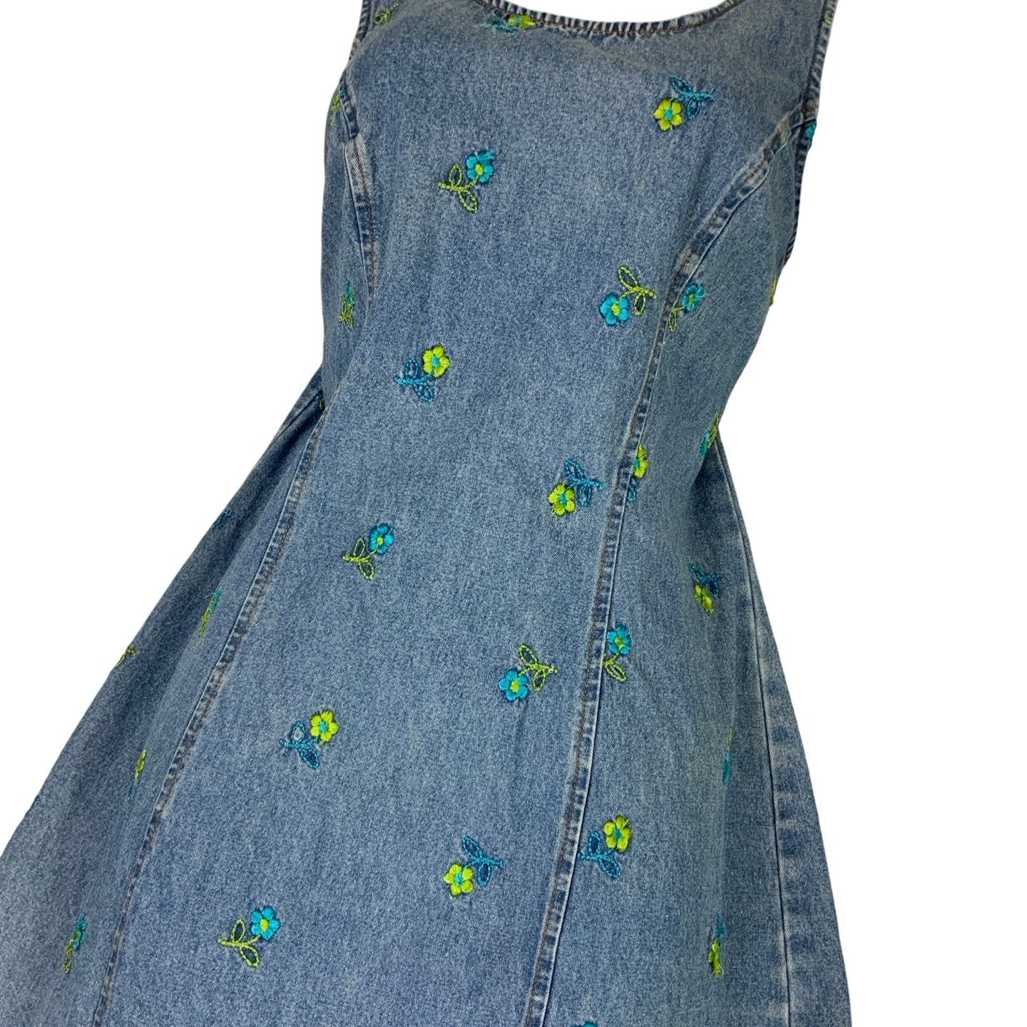 Y2K 90s California Concepts Embroidered Flowers Sleeveless Dress S 10