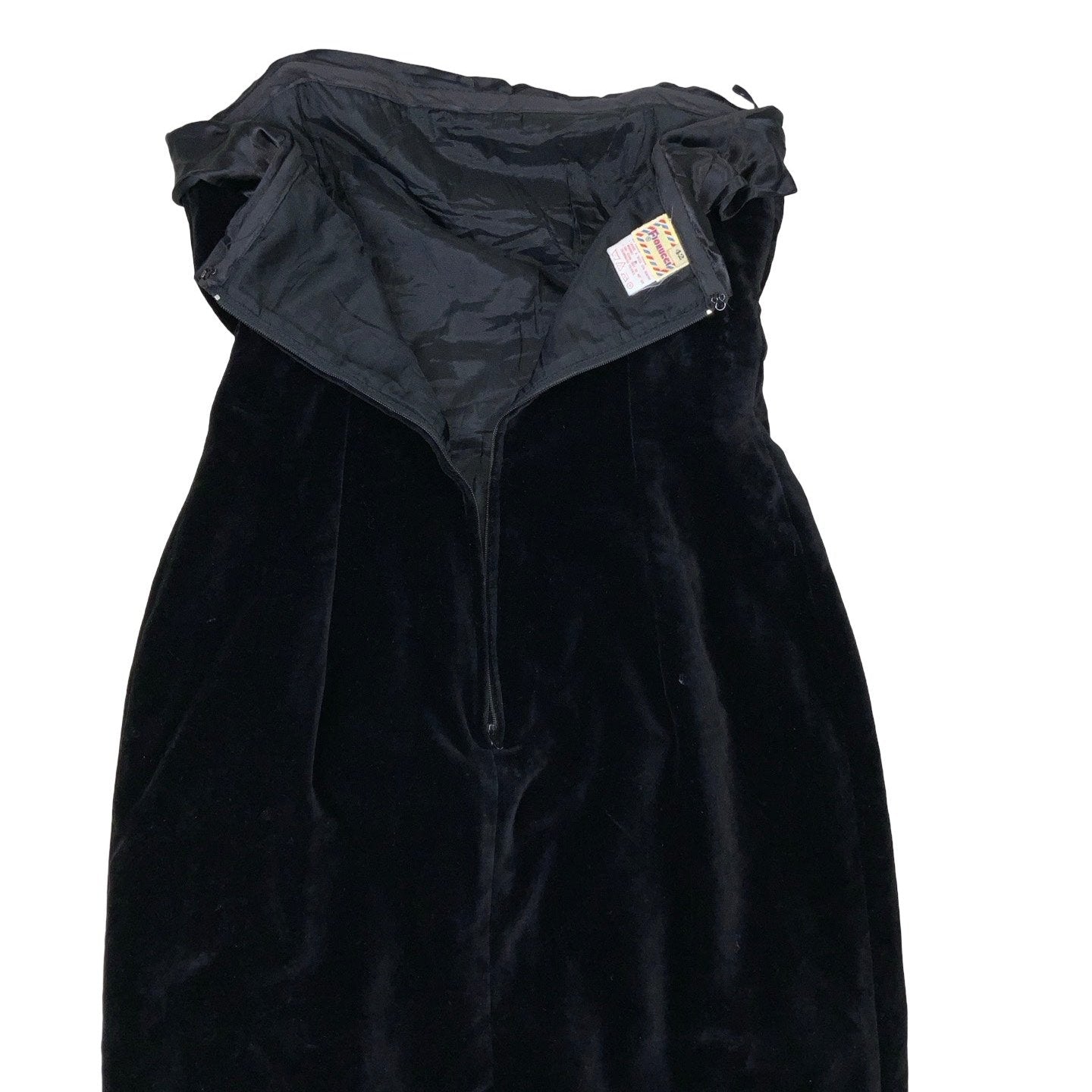 Vintage 'Fiorucci' Strapless Black Velvet Mini Bodycon Dress XXS 4 6