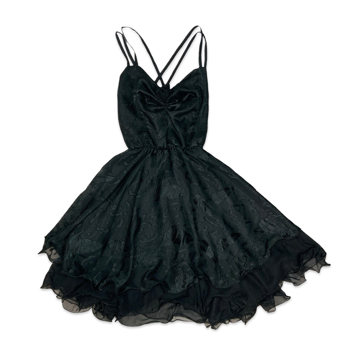 Vintage Black Floral Baby Doll Dress 8 10