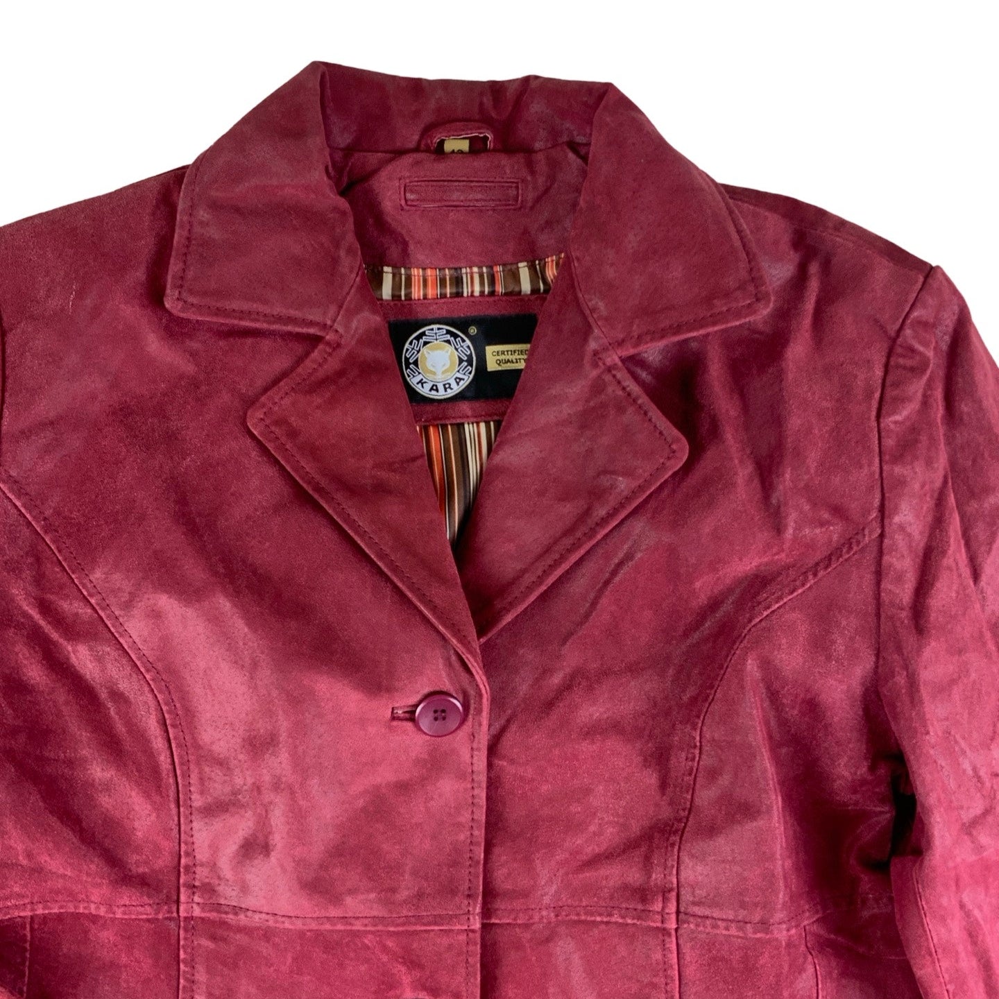 Vintage Red Waxed Suede 'Kara' Coat 12 14