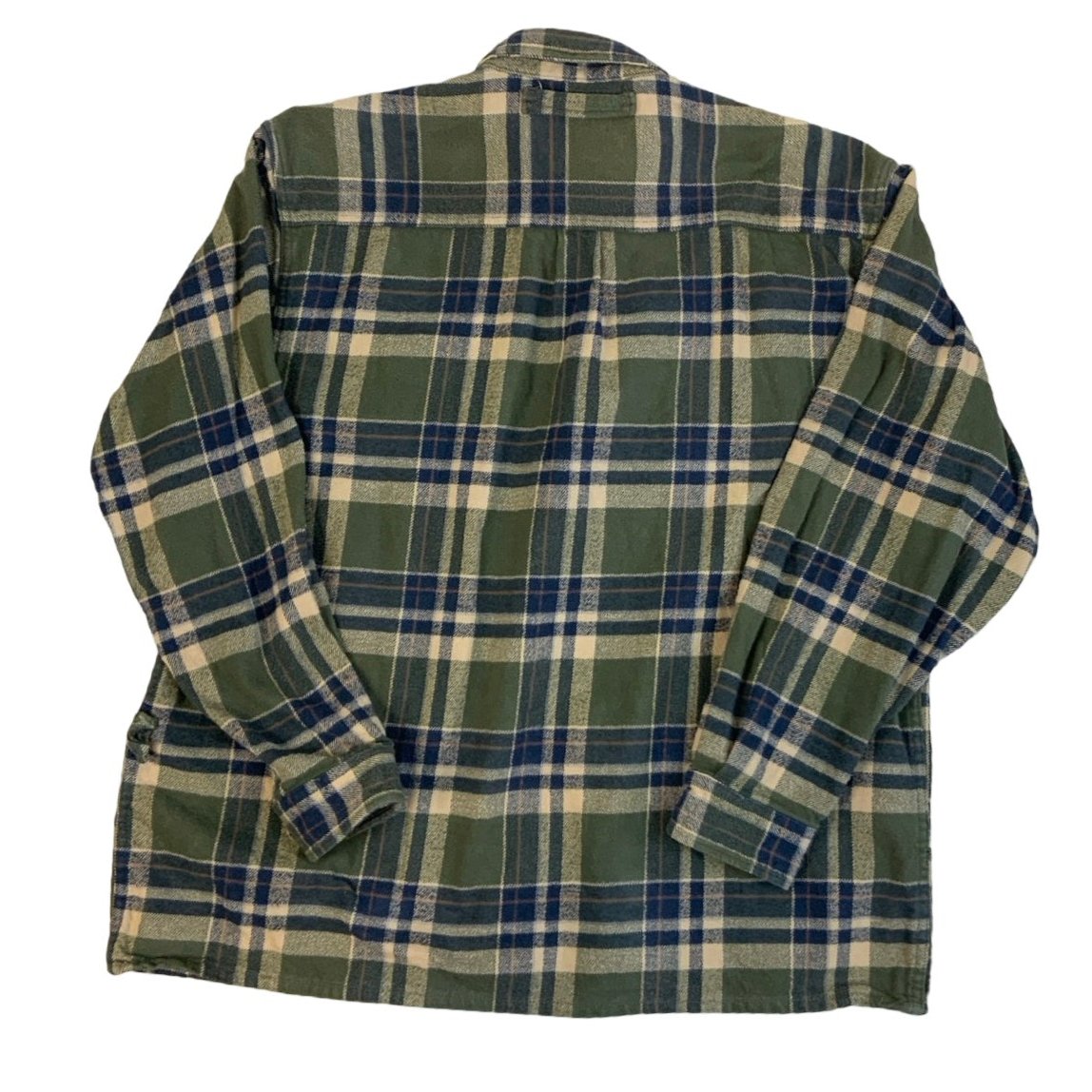 Vintage 90s Field & Stream Original Outfitter Green Blue Gingham Check Flannel Shirt XXL 24