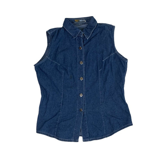 Y2K 90s RE&E Sleeveless Denim Vest Shirt S 12