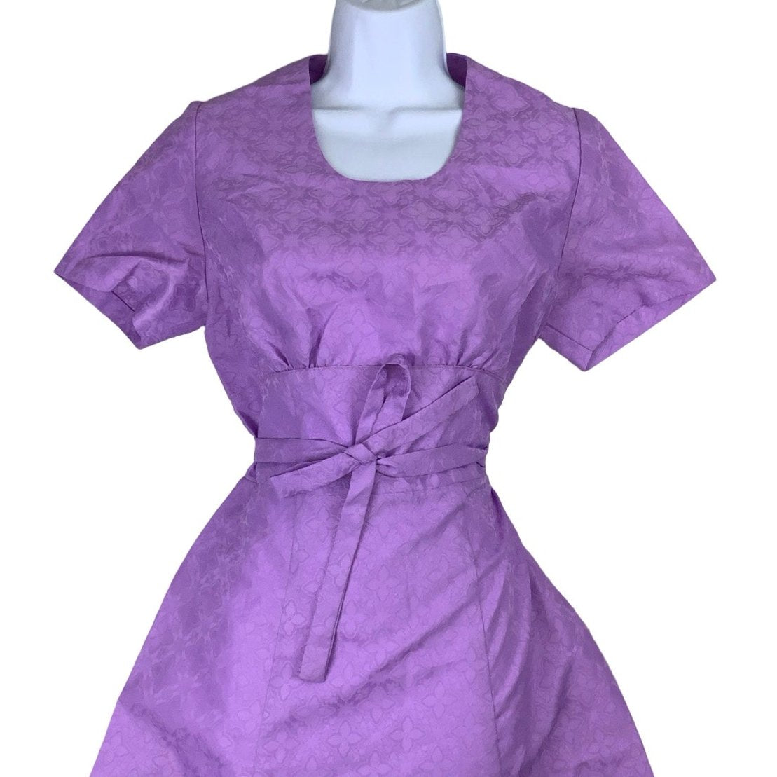 Vintage 60s 70s Purple Scoop Neck Aline Midi Dress 6 8 10