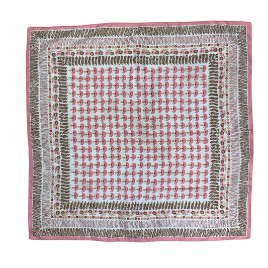 Pastel Pink, Green Silk Pattern Scarf