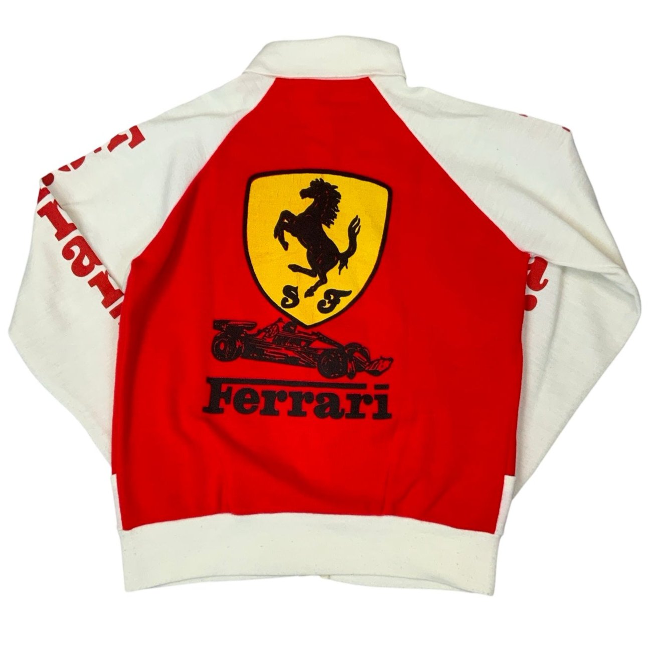 Vintage Red White Ferrari Bomber Track Jacket