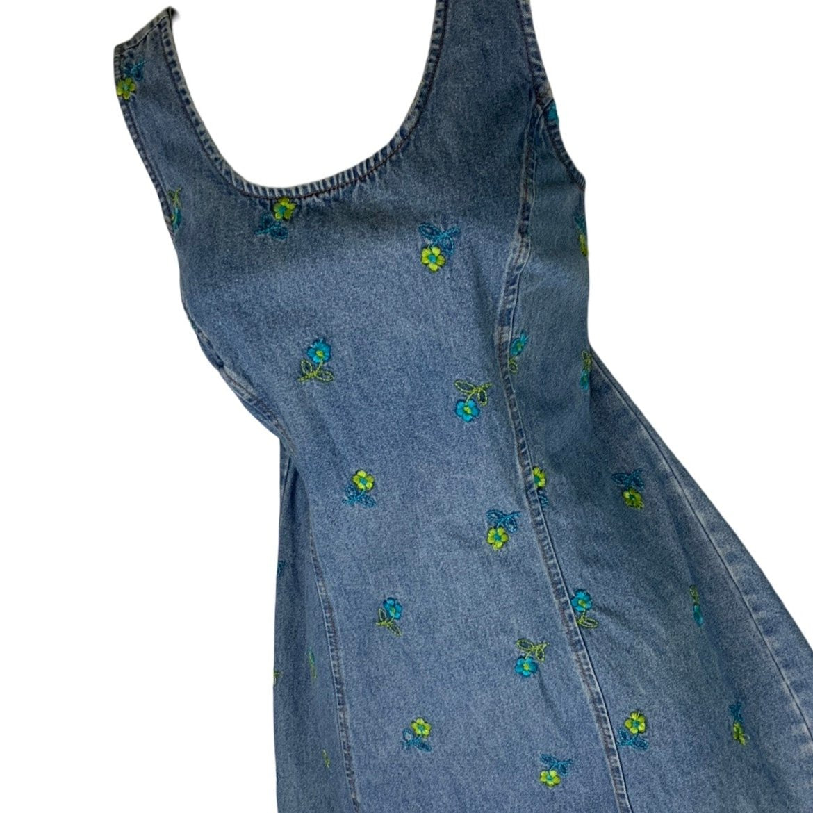 Y2K 90s California Concepts Embroidered Flowers Sleeveless Dress S 10