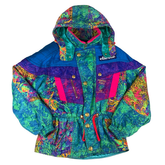 Vintage 90s Ellese Bright Hooded Pattern Ski Jacket XL