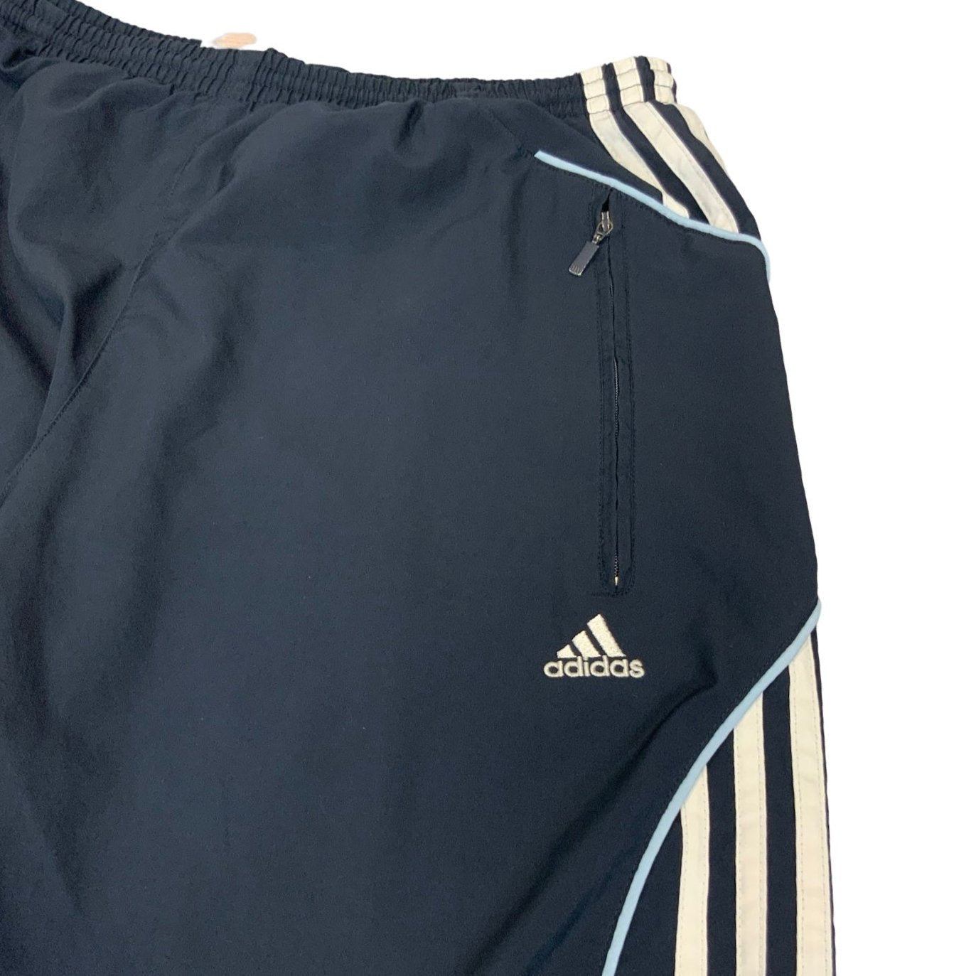 Vintage 90s Adidas Navy Blue 3 White Stripe Joggers S 14