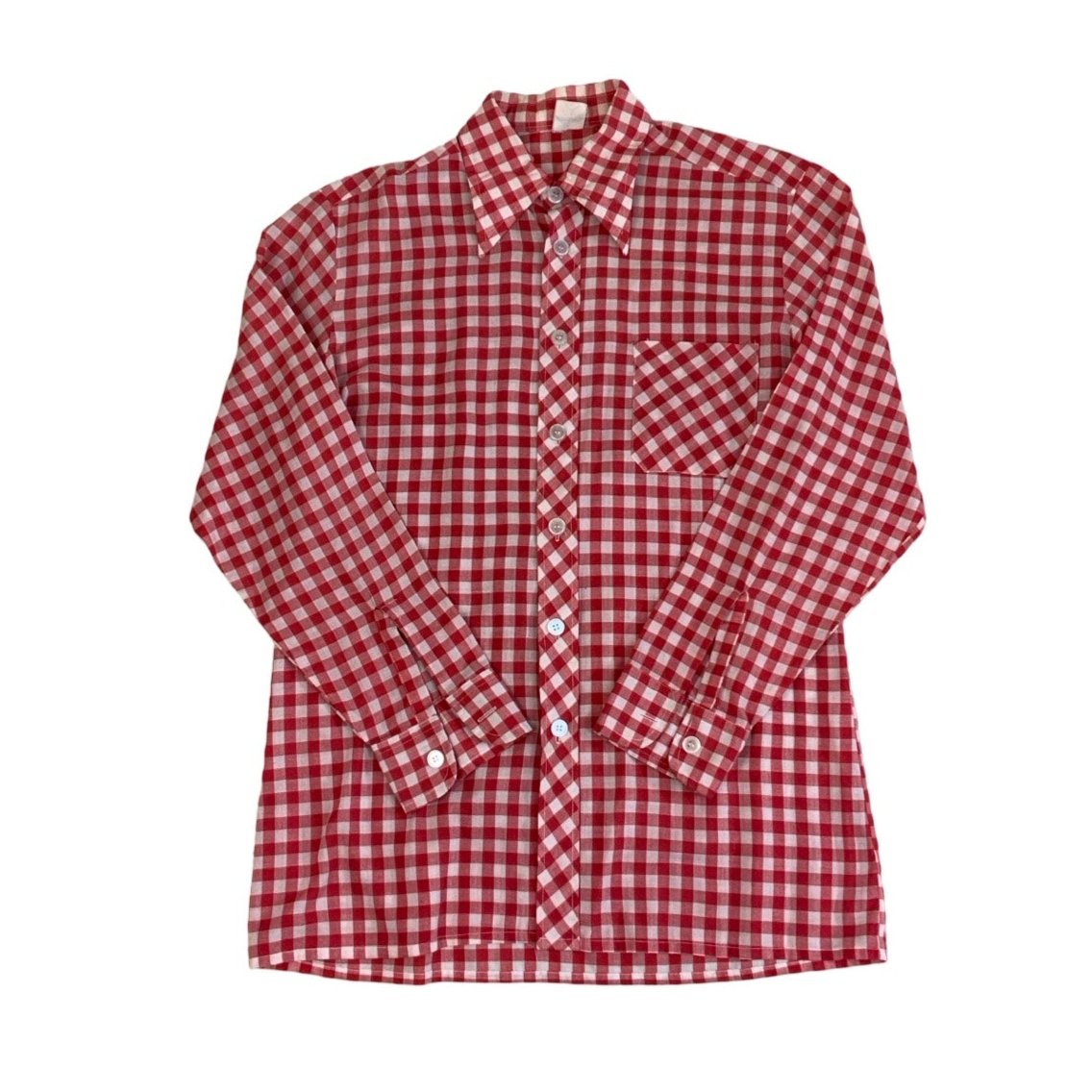 Vintage 'Collection Trend' Red White Check Dagger Collar Shirt