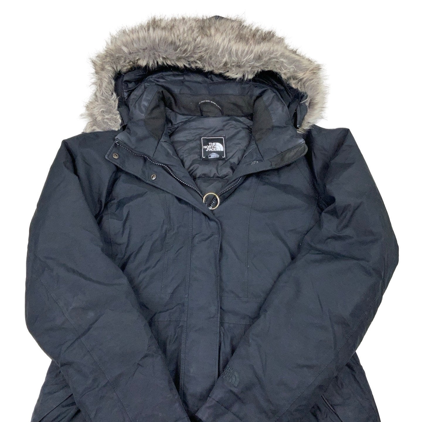 Vintage 'The North Face' Black Faux Fur Puffer Coat M 14 16