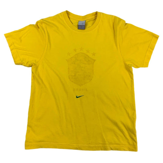 Vintage 00s Nike Brazil Football Yellow T-Shirt S M