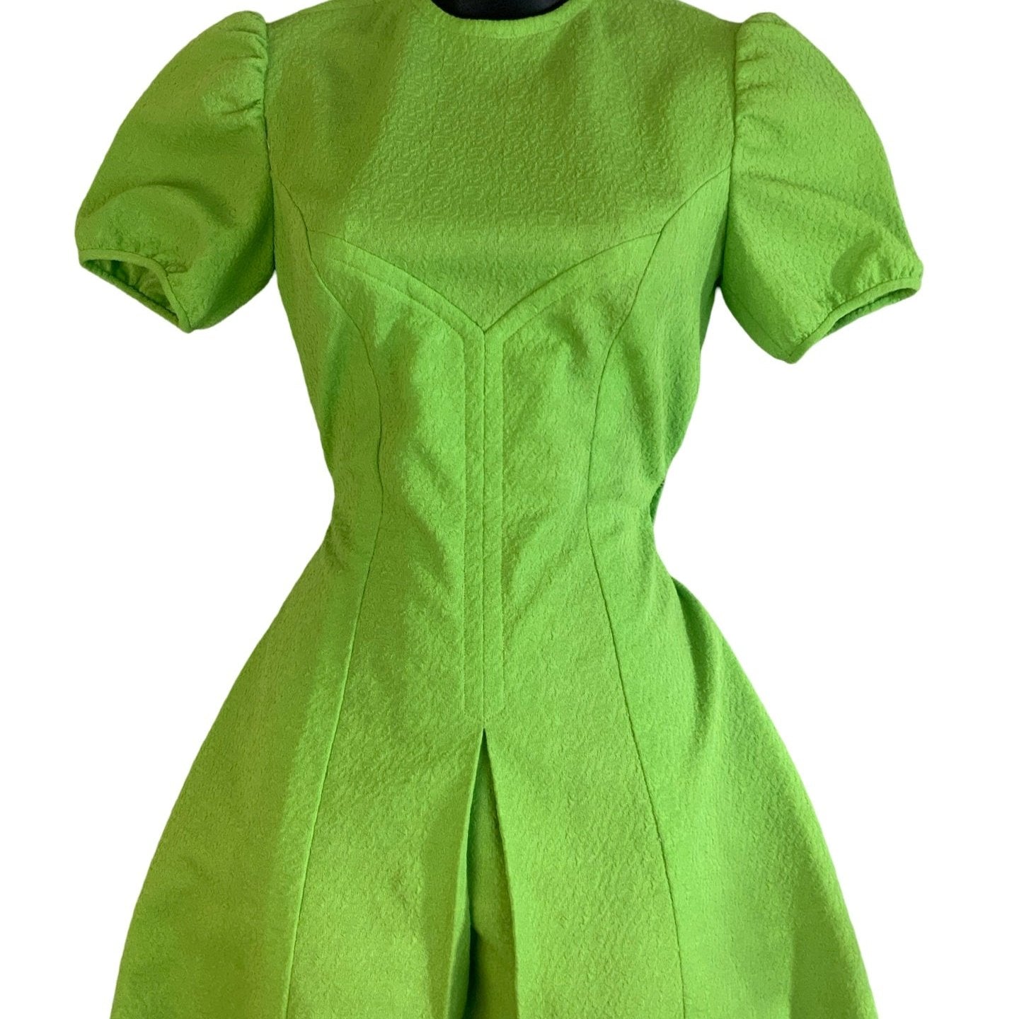 Vintage 60s 70s Green Babydoll Mini Dress 6 8