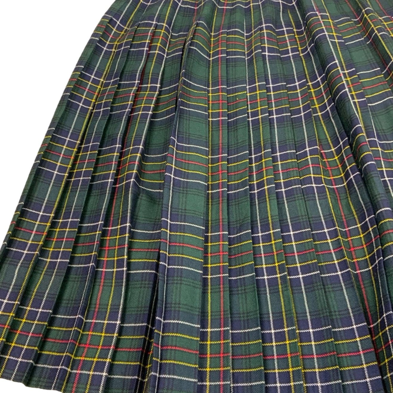 Vintage 'Jenners Edinburgh' Green White Red Yellow Black Blue Scottish Tartan Kilt M 16