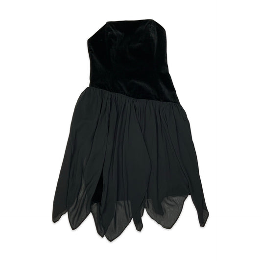 Vintage Black Velvet Laura Ashley Bandeau Dress 8
