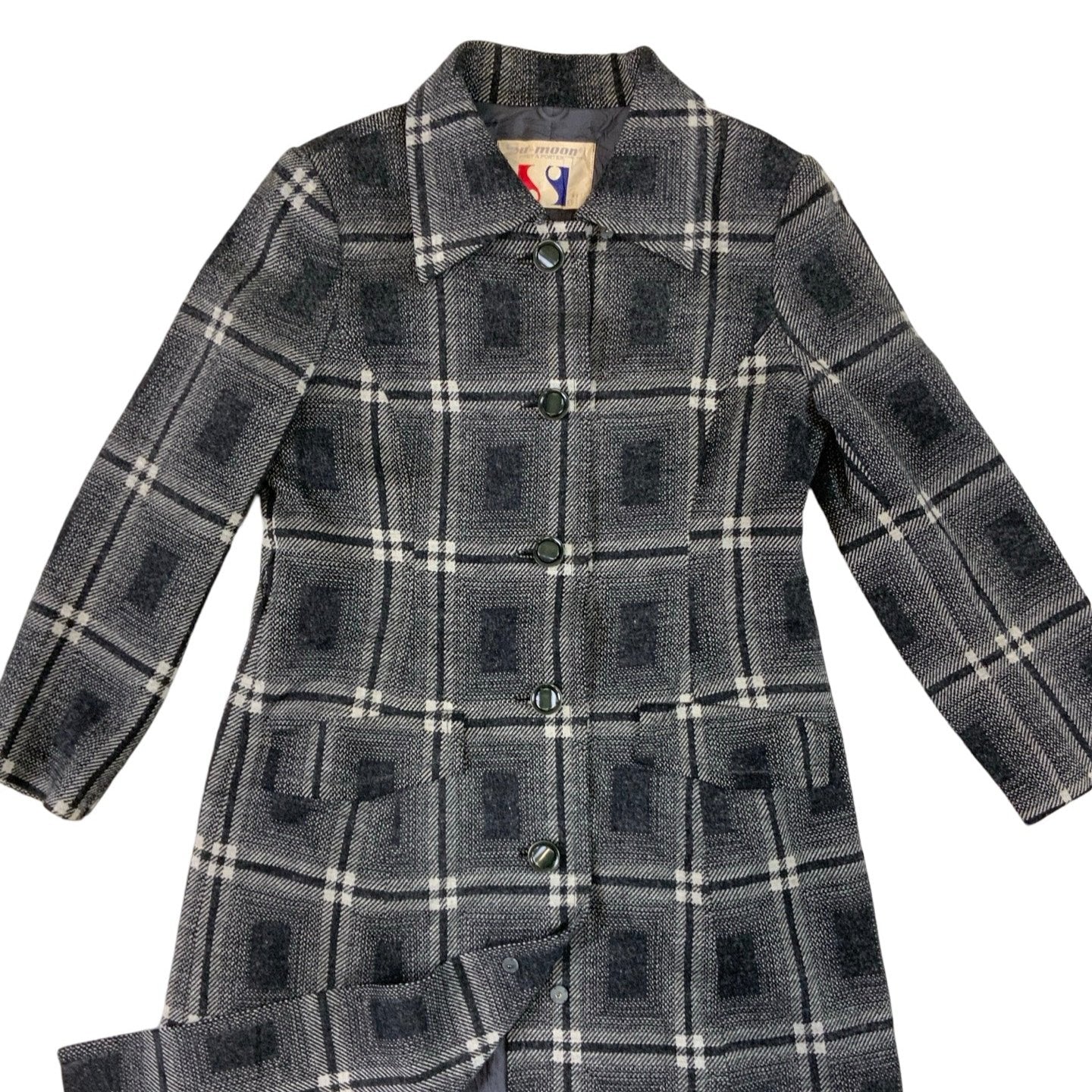 Vintage Checkered Long Coat 10 12