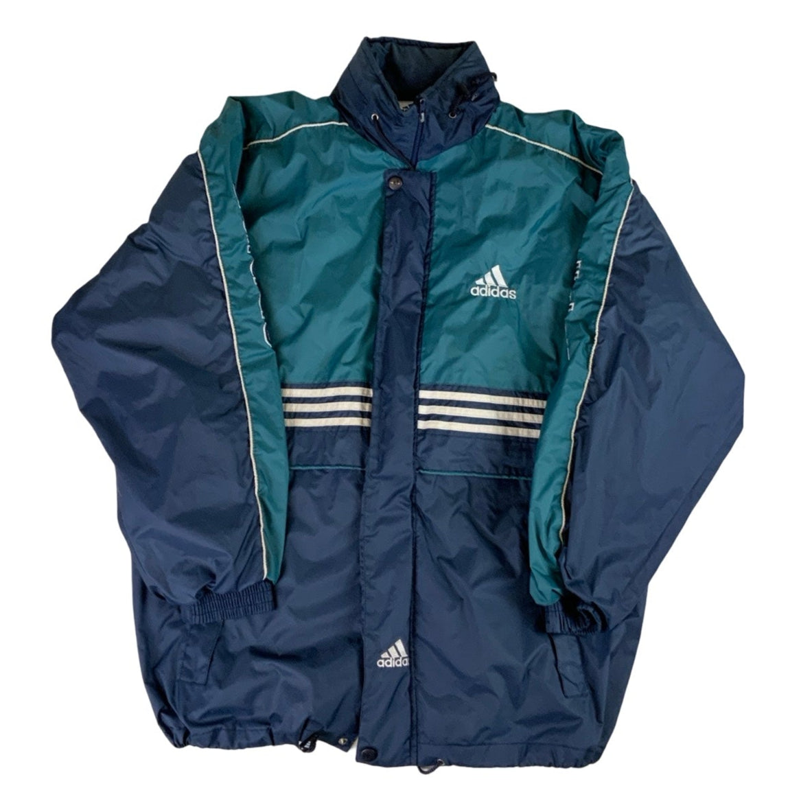 Retro 90s Adidas Green & Navy Shell Jacket L XL