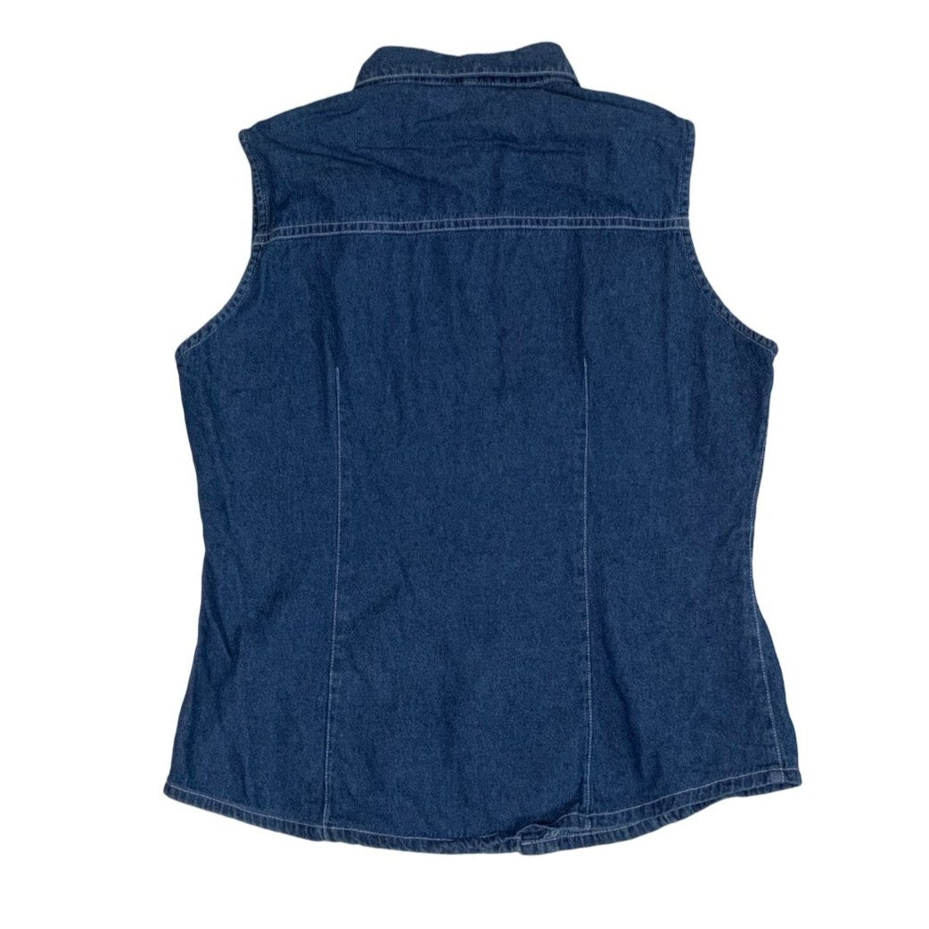 Y2K 90s RE&E Sleeveless Denim Vest Shirt S 12